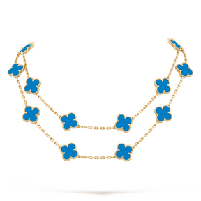 Bloom Long Necklace - Golden & Blue