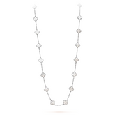 Bloom Long Necklace - Silver & White