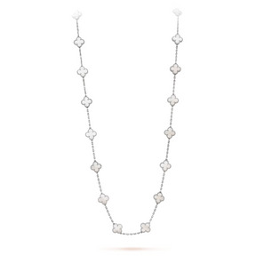 Bloom Long Necklace - Silver & White